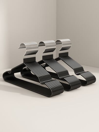 10pcs 15.75x7.67in Wire Hangers, Plastic Coated Anti-slip Clothes Hanger For Home, Student Clothing Drying And Sunning