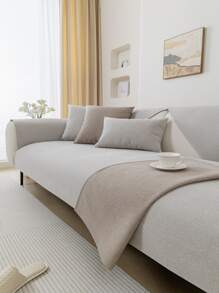 1 pièce Antidérapant Unicolore En Lin Housse De Coussin Canapé Canapé Protecteur Taie D'oreiller Pour Salon , Toutes Les Saisons Disponible