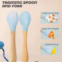 3 piezas de silicona Set cubiertos incluido Infantil Bol , Cucharas con Tenedores , con ventosa Base para Bebé con de niños - Rosa - Ver 8