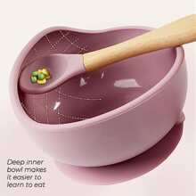 3 piezas de silicona Set cubiertos incluido Infantil Bol , Cucharas con Tenedores , con ventosa Base para Bebé con de niños - Rosa - Ver 9