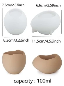 創意蛋殼形狀燭臺水泥模具,矽膠模具適用於蛋殼造型肉質花盆,辦公室裝飾用品香薰石膏杯子模具 - 白色 - 查看 9