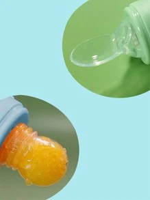 4件套婴儿硅胶奶瓶和3个弹性网袋-S、M、L码-蓝色 - 藍色 - 查看 4