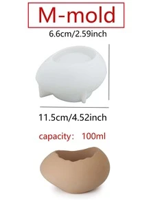 創意蛋殼形狀燭臺水泥模具,矽膠模具適用於蛋殼造型肉質花盆,辦公室裝飾用品香薰石膏杯子模具 - 白色 - 查看 5