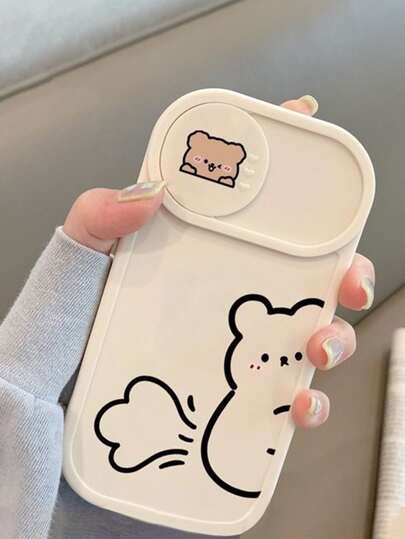 Apple Teddy Bear Cartoon Bear Phone Case With Slide Camera Cover