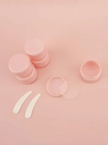 5入組20克粉色的塑膠化妝品罐帶2入組面膜鍋鏟,合適的適用於旅行飛機