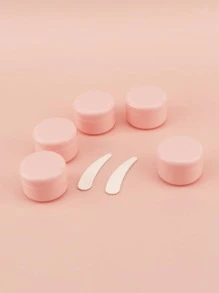 5入組20克粉色的塑膠化妝品罐帶2入組面膜鍋鏟,合適的適用於旅行飛機