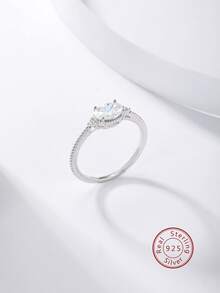 1入組閃閃發光925 銀圓環帶方晶鋯石&18K金鍍金作為穿戴適合女士,禮品 - 銀色 - 查看 3