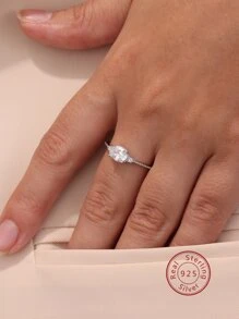 1入組閃閃發光925 銀圓環帶方晶鋯石&18K金鍍金作為穿戴適合女士,禮品 - 銀色 - 查看 2