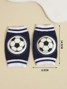 1 Pair Soft Baby Football Print Anti-Slip Crawling Knee Pads, Suitable For Infants And Toddlers - Navy Blue - View 3