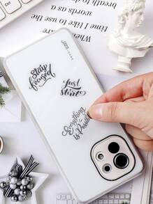 4 Sheets Small Inspirational Words and Phrases Sticker for Scrapbooking Decoration Motivational Quote Sticker Small Talk Stickers - Black - View 4