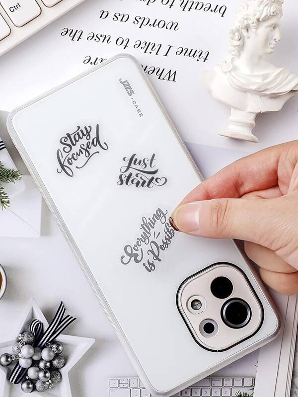 4 Sheets Small Inspirational Words and Phrases Sticker for Scrapbooking Decoration Motivational