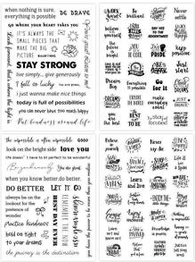 4 Sheets Small Inspirational Words and Phrases Sticker for Scrapbooking Decoration Motivational Quote Sticker Small Talk Stickers - Black - View 2