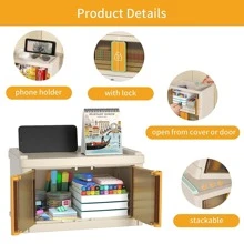 Organizador De Escritorio Organización Y Almacenamiento De La Oficina, Contenedores De Plástico Con Tapa Y Cesta De Almacenamiento Plegable Para Organizar Suministros De Oficina, Maquillaje, Refrigerios Y Medicamentos 1 Pieza - Blanco - Ver 3