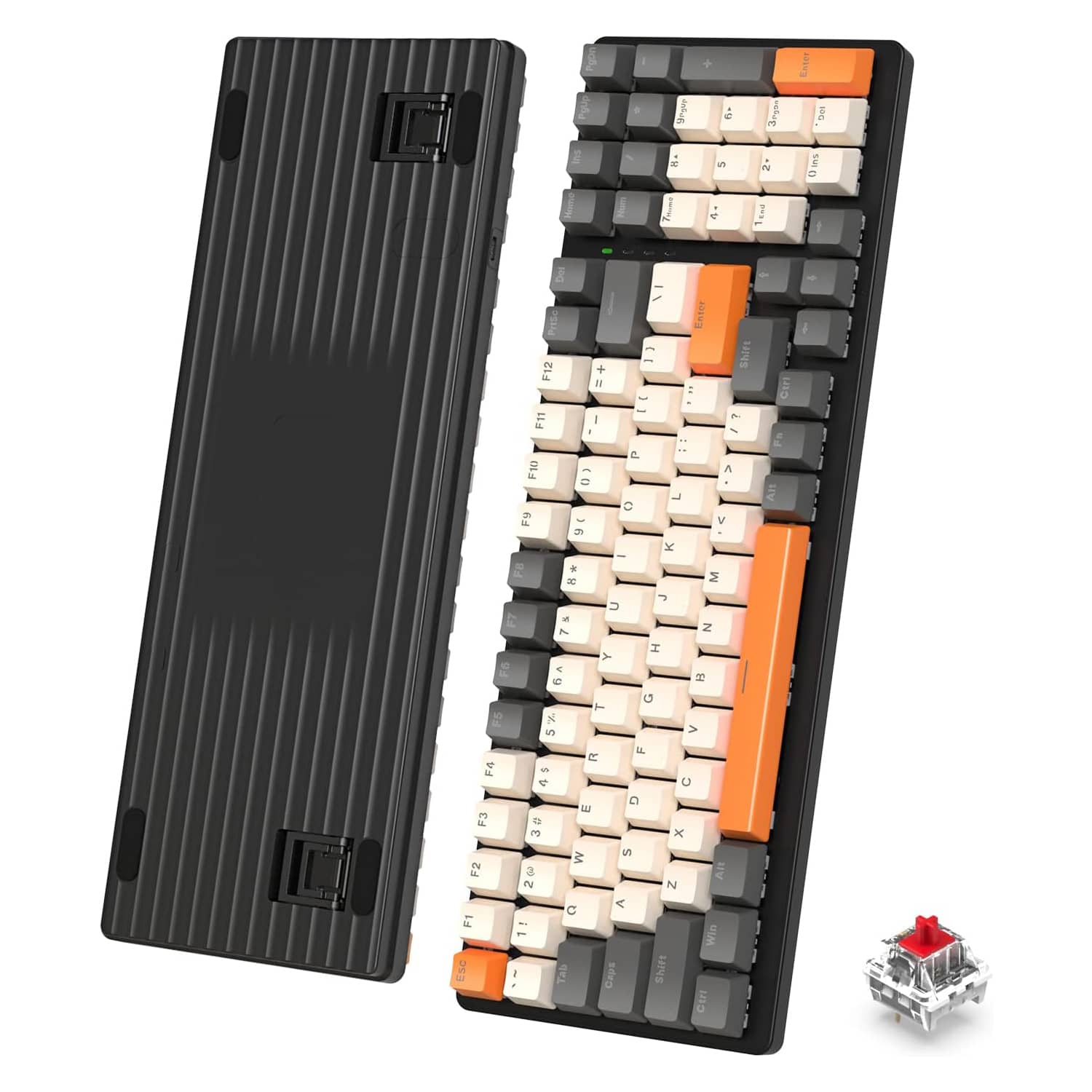 Mechanical Gaming Keyboard 98 Keys with Number pad Chroma RGB Illuminated Water-Resistant Anti-Ghosting NKRO Retro Metal Panel Type-C for PC/Mac Gamer Typist Optical Linear Red Switch - 淺灰色 - 查看 1
