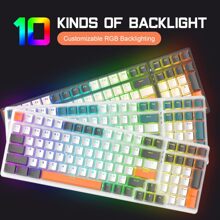 Mechanical Gaming Keyboard 98 Keys with Number pad Chroma RGB Illuminated Water-Resistant Anti-Ghosting NKRO Retro Metal Panel Type-C for PC/Mac Gamer Typist Optical Linear Red Switch - 淺灰色 - 查看 3