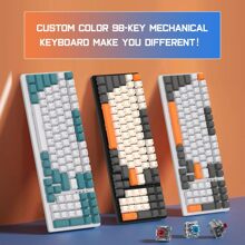 Mechanical Gaming Keyboard 98 Keys with Number pad Chroma RGB Illuminated Water-Resistant Anti-Ghosting NKRO Retro Metal Panel Type-C for PC/Mac Gamer Typist Optical Linear Red Switch - 淺灰色 - 查看 5