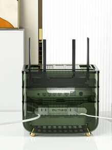 Desktop Router Storage Plastic Wireless WiFi Router Box Router Shelf Wall Mount Cable Management Hider Rack Cord Management Container Modem Router Cover Hider - Light Grey - View 6