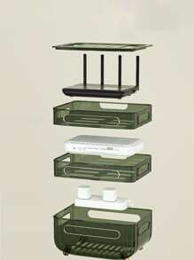 Desktop Router Storage Plastic Wireless WiFi Router Box Router Shelf Wall Mount Cable Management Hider Rack Cord Management Container Modem Router Cover Hider - Light Grey - View 9