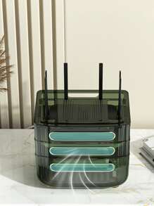 Desktop Router Storage Plastic Wireless WiFi Router Box Router Shelf Wall Mount Cable Management Hider Rack Cord Management Container Modem Router Cover Hider - Light Grey - View 7