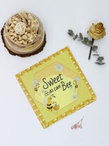 16入組蜜蜂和標語圖形一次性餐巾，創意紙餐巾派對用品 - 黃色 - 查看 1