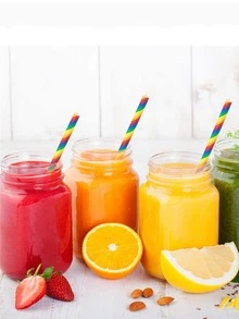 100pcs Colored Paper Rainbow Disposable Drinking Straws For Bar, Party, Beverage - Multicolor - View 3