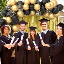 112 piezas negro con dorado guirnalda de globos de arco Kit con flor & 2 piezas dorado de color metálico Cortinas para graduación , Año Nuevo , de fiesta de cumpleaños aniversario decoraciones - Dorado - Ver 4