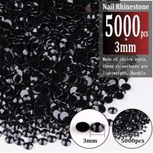 5000 颗 3 毫米树脂水钻散装透明 AB 平底圆形果冻水钻 DIY 指甲饰品指甲宝石指甲用品 - 查看 1
