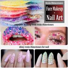 5000 颗 3 毫米树脂水钻散装透明 AB 平底圆形果冻水钻 DIY 指甲饰品指甲宝石指甲用品 - 查看 6