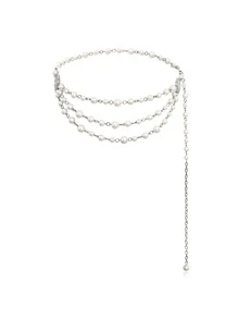 1 件女士仿珍珠装饰优雅链式腰带适用于礼服装饰万圣节圣诞节 - 白色 - 查看 5