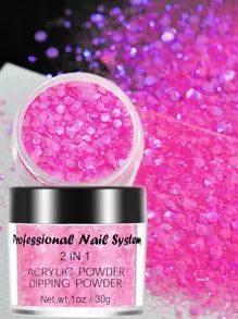 閃光亞克力 - 1 盎司熱粉色亞克力粉 1 盎司粉色閃光亞克力指甲粉DIY美甲初學者亞克力指甲粉 - 杏色 - 查看 3