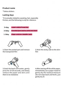 4 piezas de Tatuajes temporales lavables, material de PVC, diseños coloridos de mariposas y serpientes enrolladas, diseño lindo, adecuado para líderes de la moda - Multicolor - Ver 5