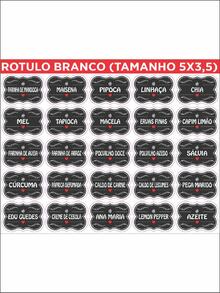 (NOVO MODELO) 50 Adesivos no Vinil PRETO para Potes Organizadores Temperos Mantimentos Organizador 5x3,5cm - Preto - Visão 4