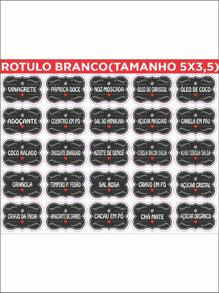 (NOVO MODELO) 50 Adesivos no Vinil PRETO para Potes Organizadores Temperos Mantimentos Organizador 5x3,5cm - Preto - Visão 5