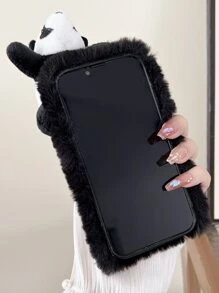 Funda para móvil con diseño de panda felpa - Negro - Ver 5