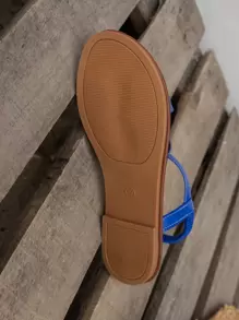 2025 Summer New Women's Breathable Flat Sandals - PU Upper, Crisscross Straps & Elastic Heel, Non-Slip TPR Soft Sole Beach Casual Slides - Blue - View 6