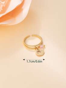 1pc Bohemian Titanium Steel Adjustable Star Charm Ring For Women For Daily Wear - Multicolor - View 5