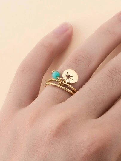 1入組波西m亞鈦鋼可調節星形墜飾圓環適合女士適用於日常穿著