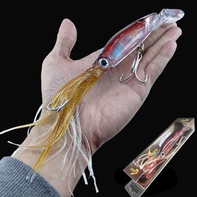 1 pezzo Esca per pescare 40g artificiale calamaro con tentacoli per mare pesca