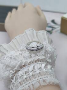 925銀三重環戒指,女性理想的結婚週年紀念、情人節、聖誕節、派對和情侶禮物。閃閃發亮和奢華的戒指,非常適合顯示纖長的手指。原始設計的女性戒指,婚禮訂婚新娘珠寶 - 銀色 - 查看 7