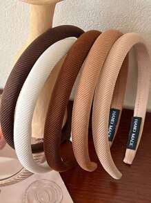 5条/1条装女士极简条纹布艺发带，咖啡色，用途广泛，适合日常、沐浴、休闲佩戴，可作发带、发箍、发饰、头饰、家居、护肤头带等。 - 彩色 - 查看 1