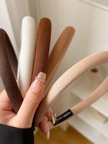 5条/1条装女士极简条纹布艺发带，咖啡色，用途广泛，适合日常、沐浴、休闲佩戴，可作发带、发箍、发饰、头饰、家居、护肤头带等。 - 彩色 - 查看 3