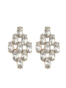 1 件韩式仿珍珠和水钻装饰花卉耳钉，适合女士佩戴，非常适合婚礼和派对 - 金黃色 - 查看 5