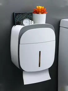 1入組雙層紙巾盒支架防水白色&灰色的