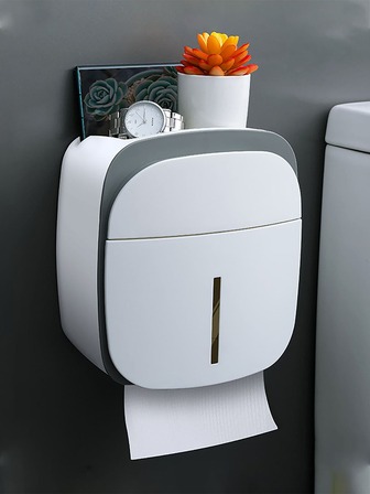 1入組雙層紙巾盒支架防水白色&灰色的