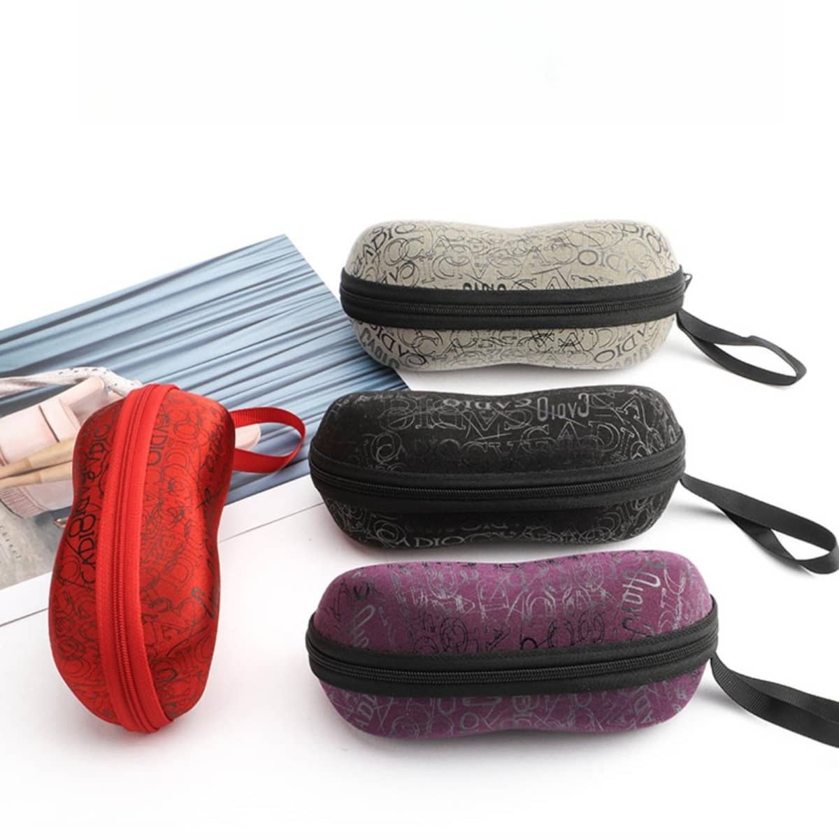 1只大型太陽眼鏡盒,帶便攜掛繩眼鏡收納盒 - 黑色 - 查看 1