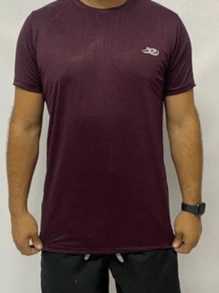 Men T-Shirts - 酒紅色 - 查看 2