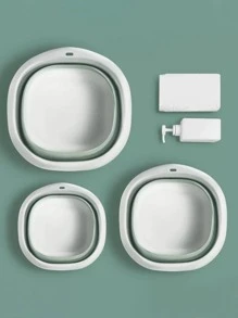 3pcs Olive Green Portable Foldable Basin For Outdoor, Travel, Camping, Laundry And Bathroom Use - Màu xanh Ô liu - Xem 1