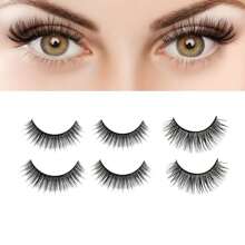 自然纖長 交叉款假睫毛 - 黑色 - 查看 1