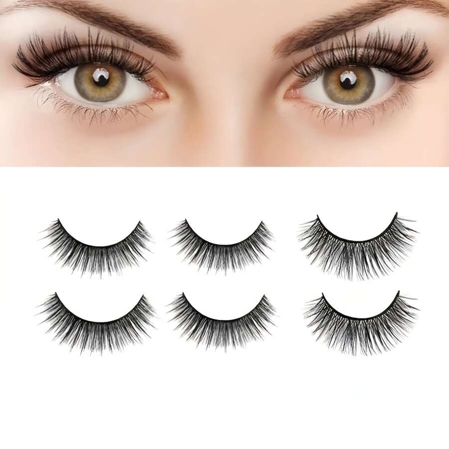 自然纖長 交叉款假睫毛 - 黑色 - 查看 1