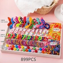 899pcs Girls' Hair Accessories Mixed Color & Style Set, Hair Clips, Hair Ties, Headbands, Hair Decorations, Hair Ornaments, Ponytail Holders, Scrunchies, Bangs Clips, Cute Daily Hair Styling Accessories Gift Box - Multicolor - View 3